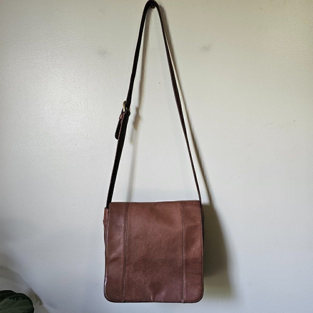 EUC NINE WEST BROWN LEATHER CROSSBODY BAG MEDIUM